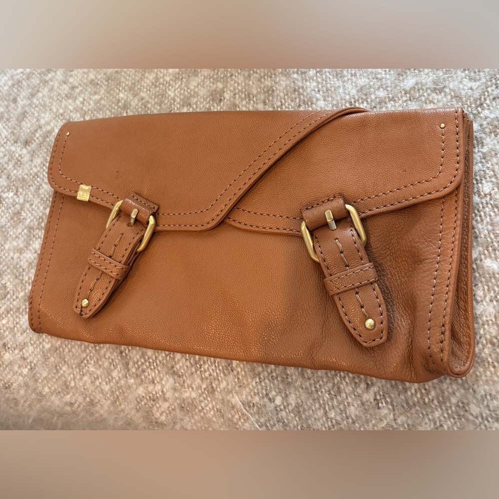 Leather Clutch with Buckle Details